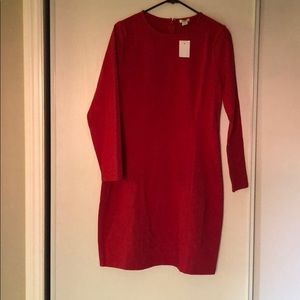 J Crew red scoop neck long sleeved dress